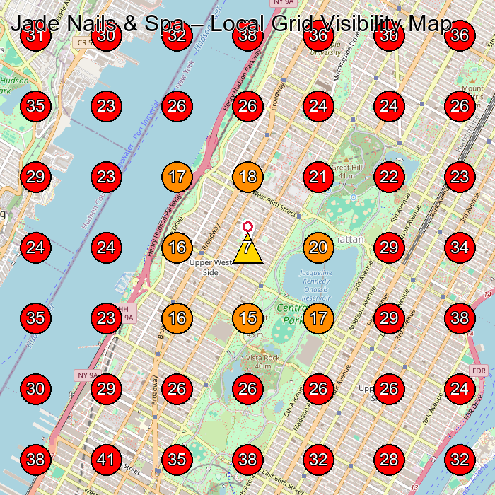 Jade Nails & Spa GeoGrid visibility map for Nail Salon in New York